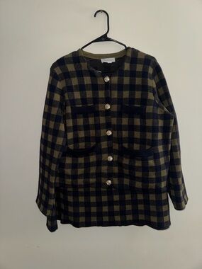 Checked Knit Skirt Set - Olive & Black